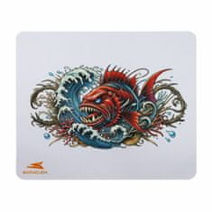 Baracuda podloga za miško bela - motiv piranja BGMP-041 CORAL