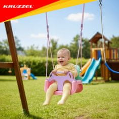 Kruzzel Otroška gugalnica 3v1 z ograjo - Pastelne barve