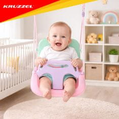 Kruzzel Otroška gugalnica 3v1 z ograjo - Pastelne barve