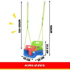 Kruzzel Otroška gugalnica 3v1 z ograjo - Zelena/Modra