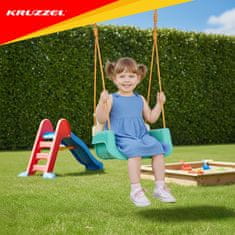 Kruzzel Otroška gugalnica 3v1 z ograjo - Krem/Turkizna