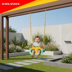 Kruzzel Otroška gugalnica 3v1 z ograjo - Krem/Turkizna