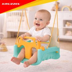 Kruzzel Otroška gugalnica 3v1 z ograjo - Krem/Turkizna