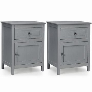 Northix 2-delni komplet nočnih omaric iz borovega lesa s predalom in vrati