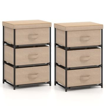 Northix 2-delni komplet nočnih omaric s predali iz blaga in kovinskim okvirjem