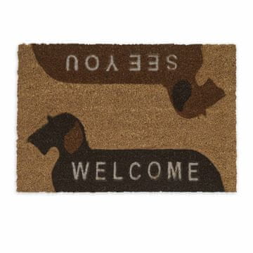 Northix Kokosov predpražnik "Welcome/See You" pes motiv nedrseča PVC podlaga