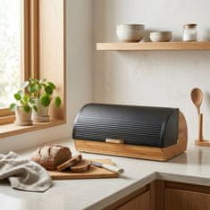 Zeller Posoda za kruh 39x27x19cm / črna / les, kovina