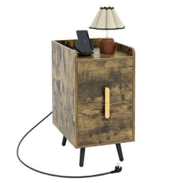 Northix Nočna omarica s polnilno postajo, 2 predala, USB priključki, 40x32x60 cm