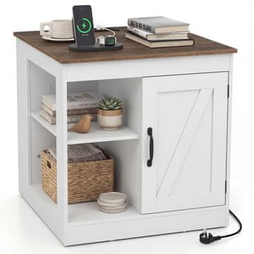 Northix Nočna omarica s polnilno postajo, nastavljivimi policami