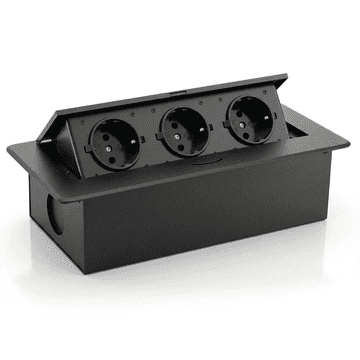 Izoxis Pohištvena potopna vtičnica 21659, 3x šuko, s kablom 1.8m, črna