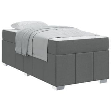 Vidaxl Konstrukcija postelje z vzmetnico Temno siva 90 x 190 cm blago