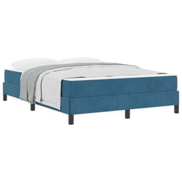 Vidaxl Postelja z vzmetnico z vzmetnico Temno modra 140 x 200 cm blago