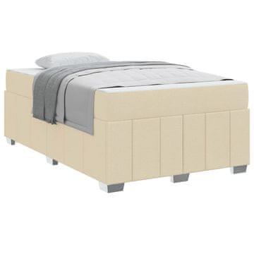 Vidaxl Konstrukcija postelje z vzmetnico krema 120 x 200 cm blago