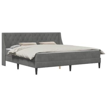 Vidaxl Posteljni okvir z vzmetnico Temno siva 200 x 200 cm Žamet