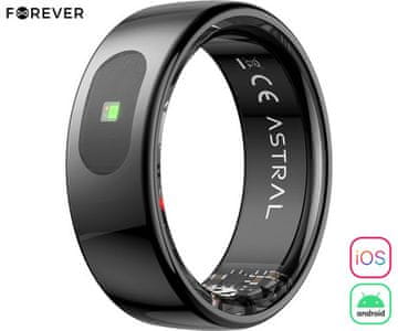 Forever Astral SR-100 pametni prstan, velikost 7, BT 5.2, črn