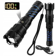 Malatec 3v1 alu. LED taktična ročna svetilka aku. 5000mAh 1500lm ZOOM LCD USB