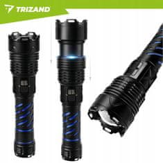 Malatec 3v1 alu. LED taktična ročna svetilka aku. 5000mAh 1500lm ZOOM LCD USB
