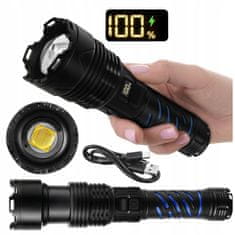 Malatec 3v1 alu. LED taktična ročna svetilka aku. 5000mAh 1500lm ZOOM LCD USB