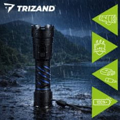 Malatec 3v1 alu. LED taktična ročna svetilka aku. 5000mAh 1500lm ZOOM LCD USB