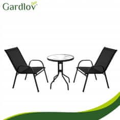 Malatec Kovinska balkonska črna garnitura steklena miza in 2 vrtna stola