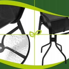 Malatec Kovinska balkonska črna garnitura steklena miza in 2 vrtna stola