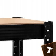 BIGSTREN Kovinski skladiščni regal 150x75x30cm brez vijakov 175kg na polico črn