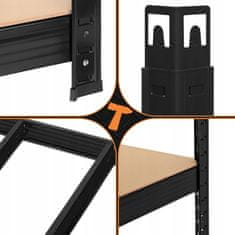 BIGSTREN Kovinski skladiščni regal 180x90x40cm brez vijakov 200kg na polico črn