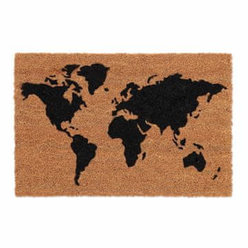 Northix Predpražnik z zemljevidom sveta v kokosovi barvi z nedrsečno PVC podlago za notranjo in zunanjo uporabo