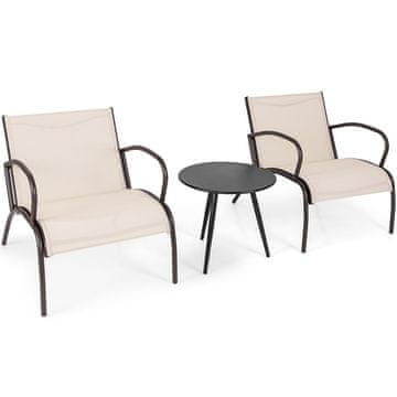 Northio 3-delni vrtni komplet z 2 stoloma in mizo, ergonomski sedeži