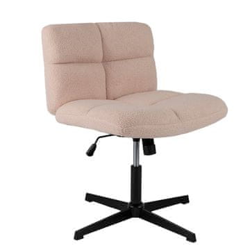 Northix Pisarniški stol s prekrižanimi nogami, roza umetno krzno, ergonomska oblika, nastavljiv