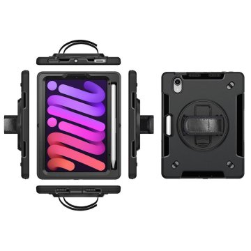 eSTUFF iPad Mini 7/6 OHIO črn Robusten ovitek, ročaj in trak