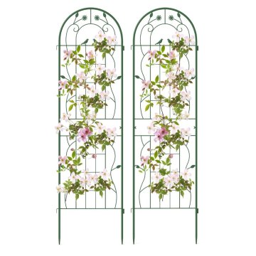 Northix Komplet kovinskih vrtnih opornikov 180x50 cm zeleni 2 kosa za podporo plezalnim rastlinam