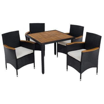 KONDELA Vrtno pohištvo Bogart iz umetnega ratana - črno/krem/naravno