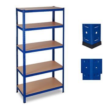 Northix Odlagalna polica s 5 nastavljivimi policami, nosilnost 1325 kg, modra