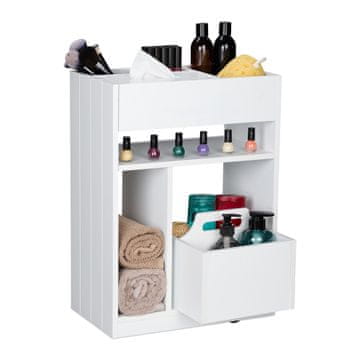 Northix Mobilni voziček s policami za pisarno, kopalnico in kuhinjo, 4 kolesa, bela barva