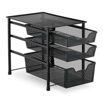 Northix Predalna polica s 3 izvlečnimi košarami, za kuhinjo, kopalnico in pisarno