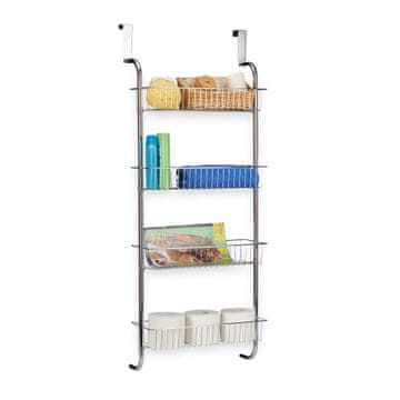 Northix Viseča polica krom, z 4 košarami, za kuhinjo in kopalnico