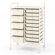 Northix Mobilni voziček za shranjevanje s 15 predali, ki jih je mogoče zložiti, bel