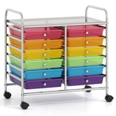 Northix Mobilni voziček za shranjevanje z 12 predali, ki jih je mogoče zložiti, 360° kolesa