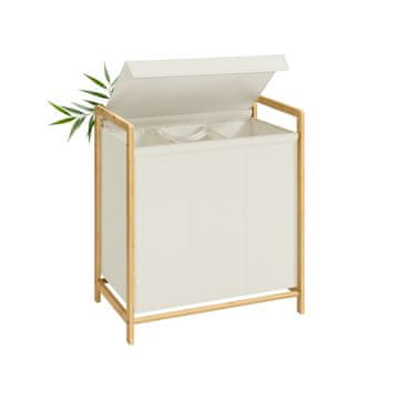 Songmics Košara za perilo 2 predelka 65x40x78 cm bela