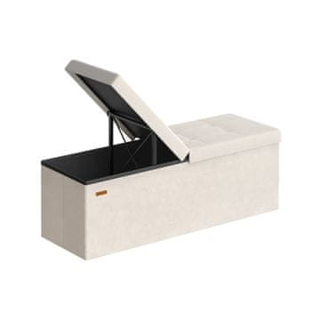 Songmics Shranjevalna klop 38x110x38 cm bež žamet