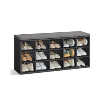 Songmics Čevlji klop 15 predelkov 30x105x48 cm bela siva