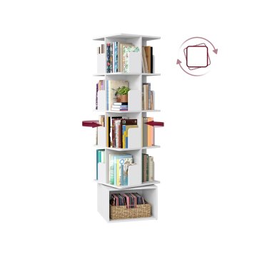 Songmics Vrteči se knjižni regal 40x40x1246 cm bel