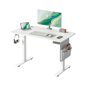 Songmics Višinasto nastavljiva pisalna miza 100x60x72-120 cm bela