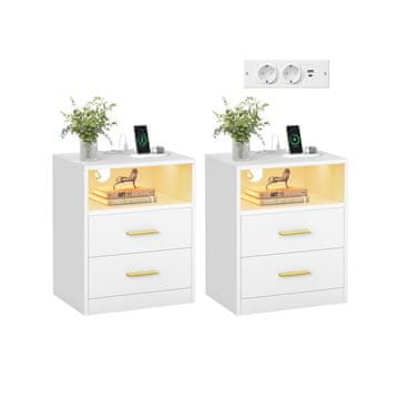 Songmics Komplet nočnih omaric 35x401x502 cm bela