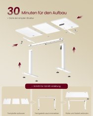 Songmics Višinasto nastavljiva miza 120x60x72-120 cm bela