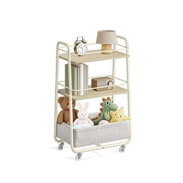 Songmics Voziček za postrežbo 3 nivoji 43x30x81 cm bež