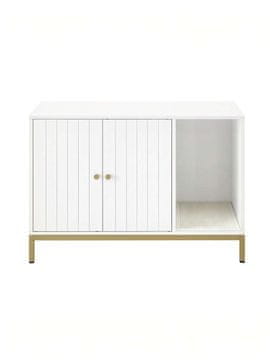 Songmics Omara za mačji pesek 80x50x55 cm bela