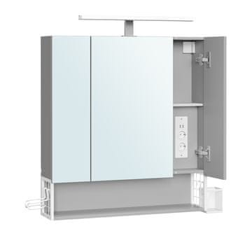 Songmics Kopalniška omarica z ogledalom 165x70x75 cm bela