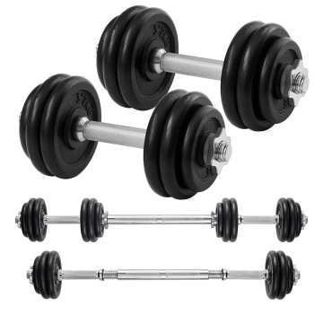 Songmics Nastavljiv komplet uteži iz plastike s kovinskim spojnikom 35x14 cm črne barve